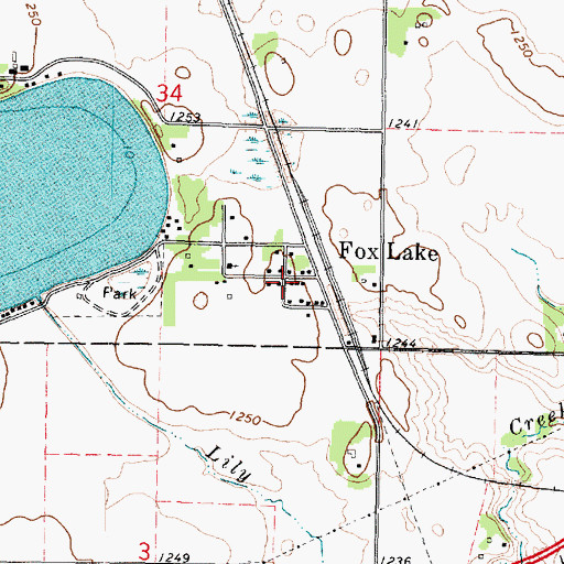 Topographic Map of Foxlake Post Office (historical), MN