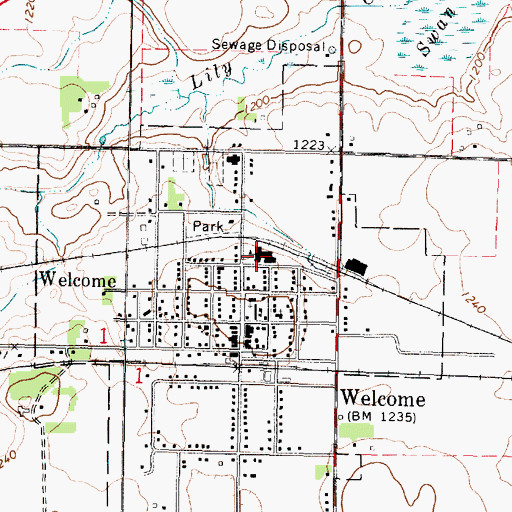 Topographic Map of Martin County West Elementary School, MN