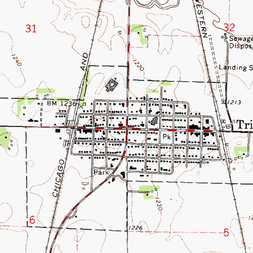 Topographic Map of Trimont Post Office, MN