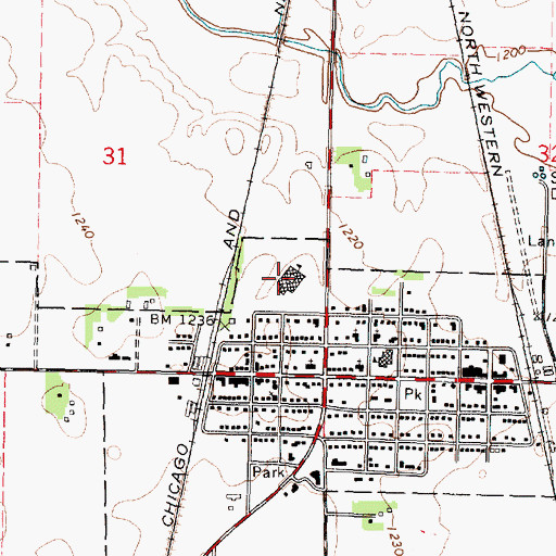 Topographic Map of Mountain County West Junior High School, MN