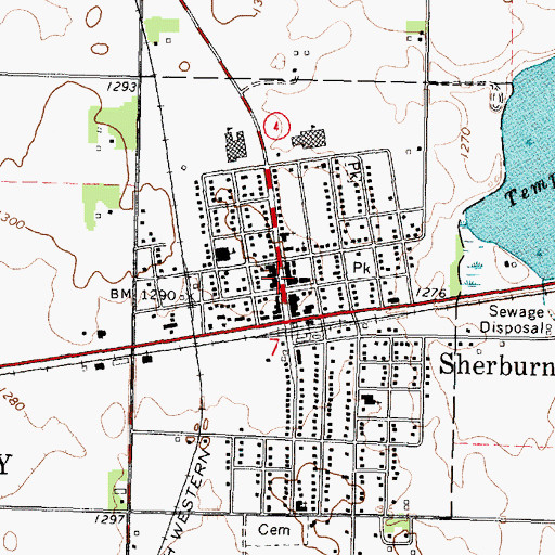 Topographic Map of Sherburn Post Office, MN
