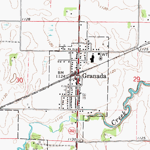 Topographic Map of Granada, MN