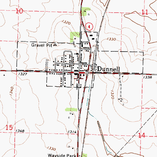 Topographic Map of Dunnell - Lake Fremont Fire Department, MN