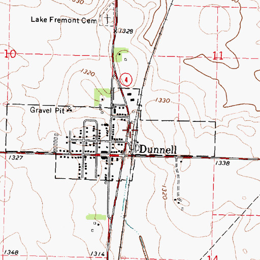 Topographic Map of Dunnell (historical), MN