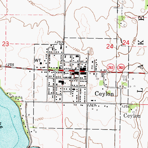 Topographic Map of Ceylon Post Office, MN