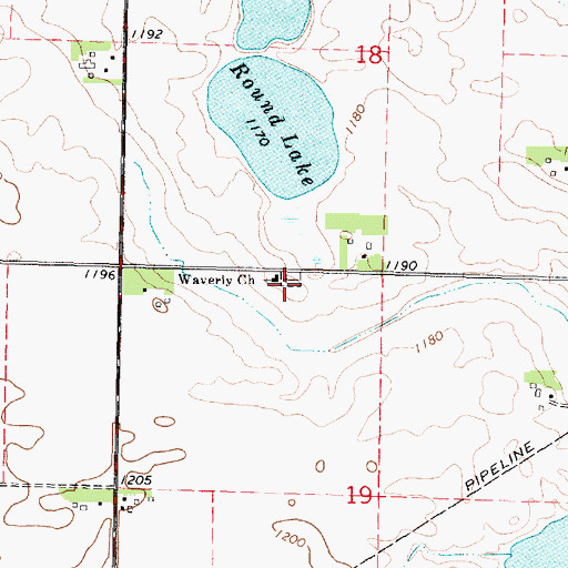 Topographic Map of Waverly Lutheran Cemetery, MN