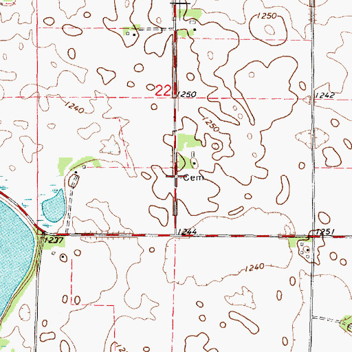 Topographic Map of Teitje Farm Cemetery, MN