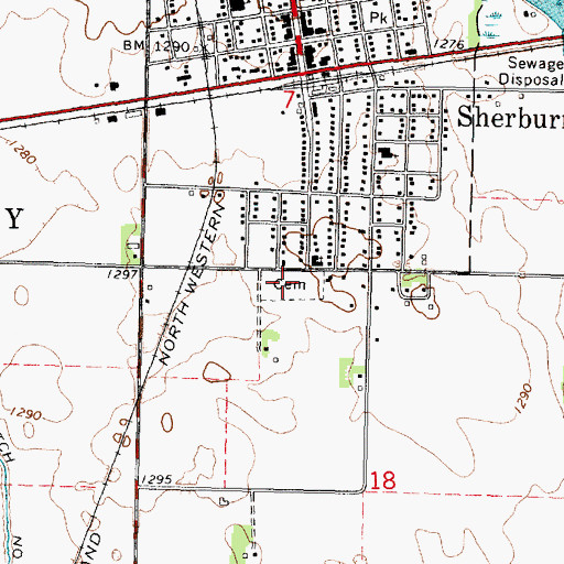 Topographic Map of Sherburn City Cemetery, MN