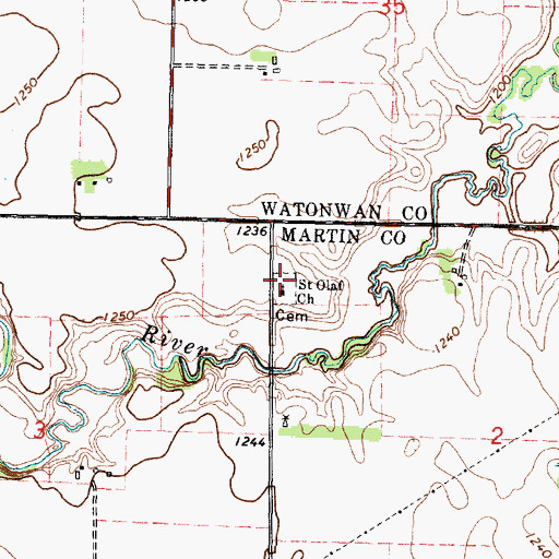 Topographic Map of Saint Olaf Cemetery, MN