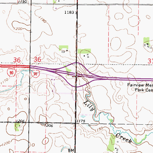 Topographic Map of Interchange 99, MN