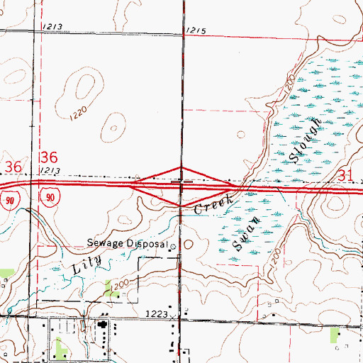 Topographic Map of Interchange 93, MN