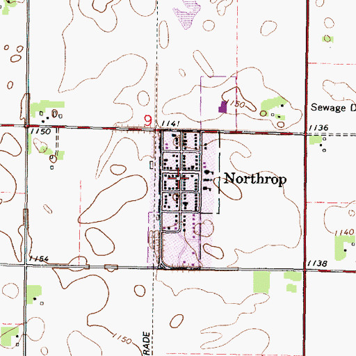 Topographic Map of Northrop Post Office (historical), MN