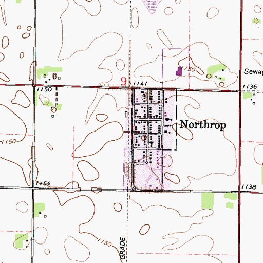Topographic Map of Northrop (historical), MN