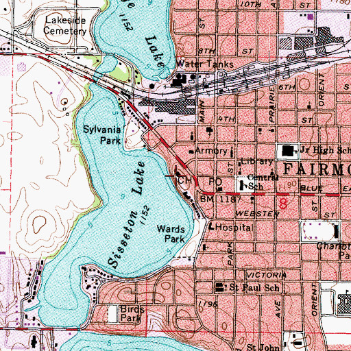 Topographic Map of Martin County Courthouse, MN