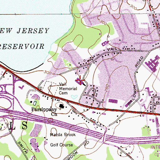 Topographic Map of Central Middle School, NJ