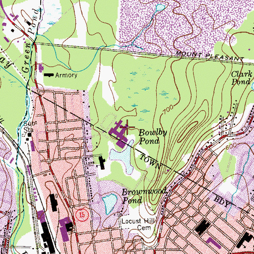 Topographic Map of Dover High School, NJ