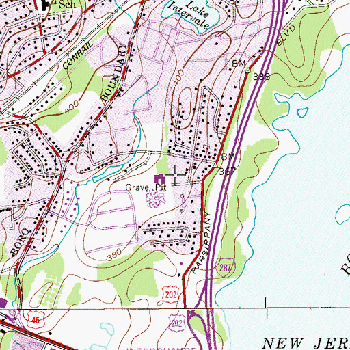 Topographic Map of Intervale Elementary School, NJ