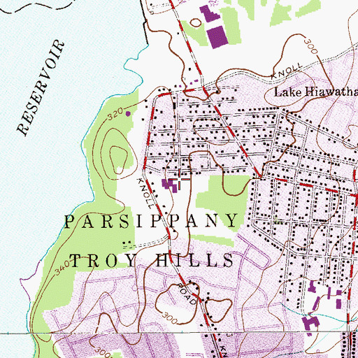 Topographic Map of Knollwood Elementary School, NJ