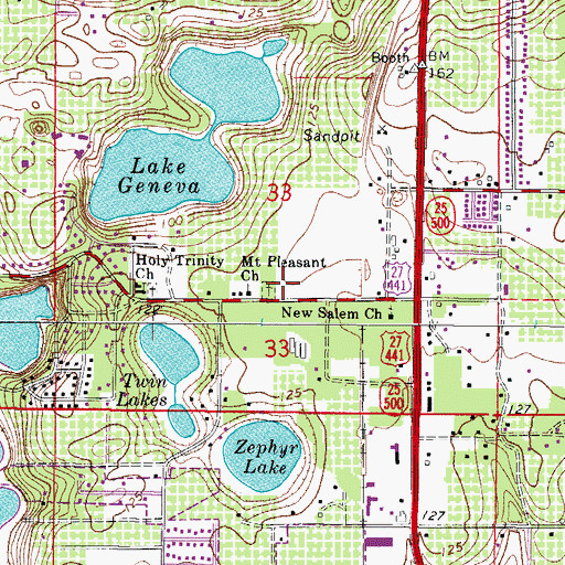 Topographic Map of Lake County Fire Rescue Station 53, FL