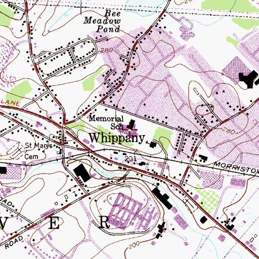 Topographic Map of Memorial Middle Shcool, NJ