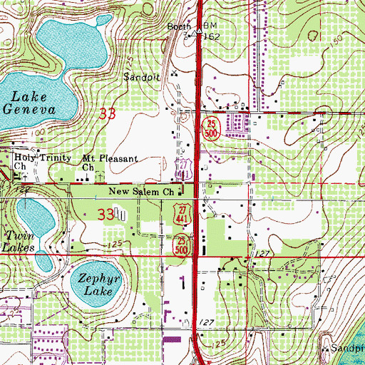 Topographic Map of New Salem Baptist church, FL