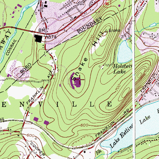 Topographic Map of Morris Knolls High School, NJ