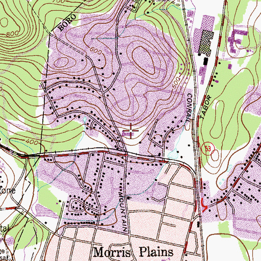Topographic Map of Mountain Way Elementary School, NJ