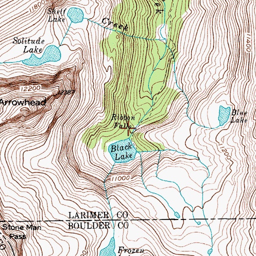 Topographic Map of Ribbon Falls, CO