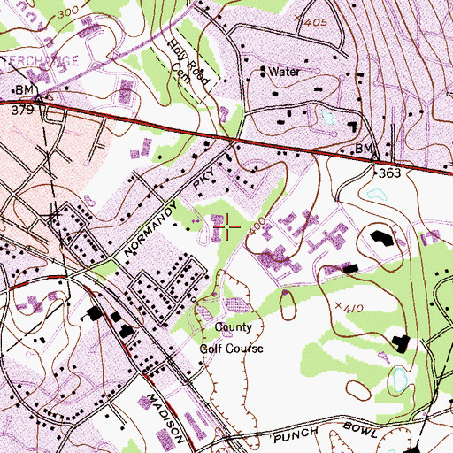 Topographic Map of Normandy Park Elementary School, NJ