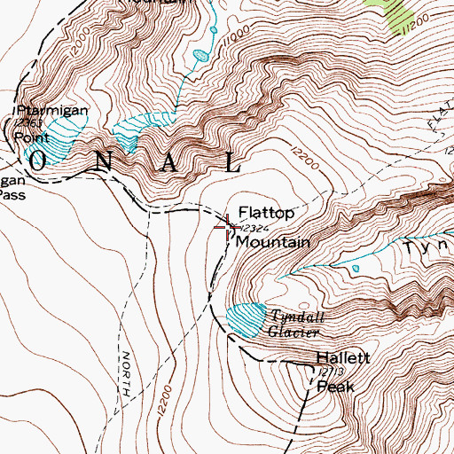 Topographic Map of Flattop Mountain, CO