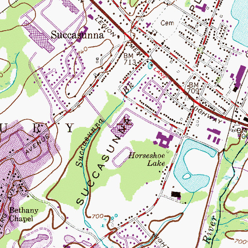 Topographic Map of Roxbury High School, NJ