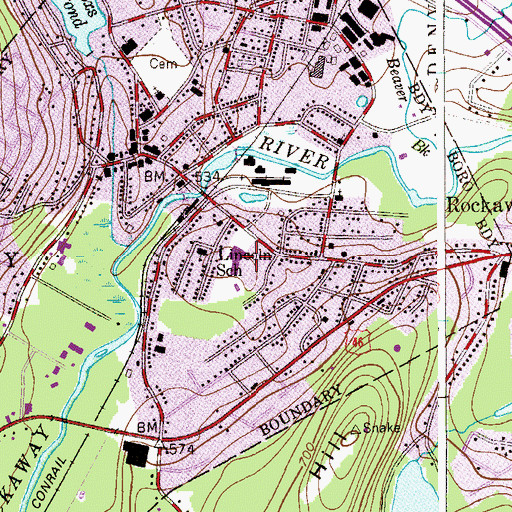 Topographic Map of Thomas Jefferson Middle School, NJ