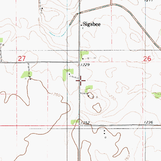 Topographic Map of Sigsbee Post Office (historical), MN