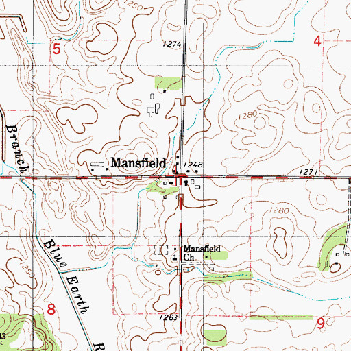 Topographic Map of Mansfield Post Office (historical), MN