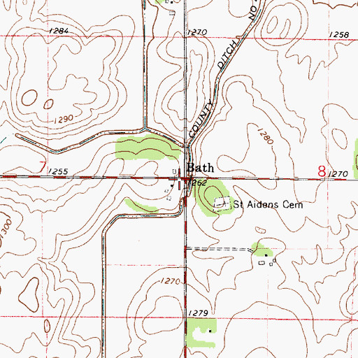Topographic Map of Bath Post Office (historical), MN