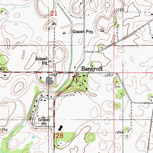 Topographic Map of Bancroft Post Office (historical), MN