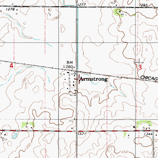 Topographic Map of Armstrong Post Office (historical), MN