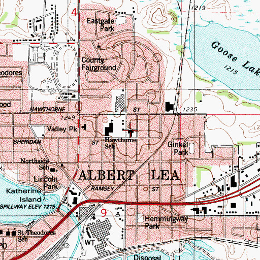 Topographic Map of Grace Lutheran Church, MN