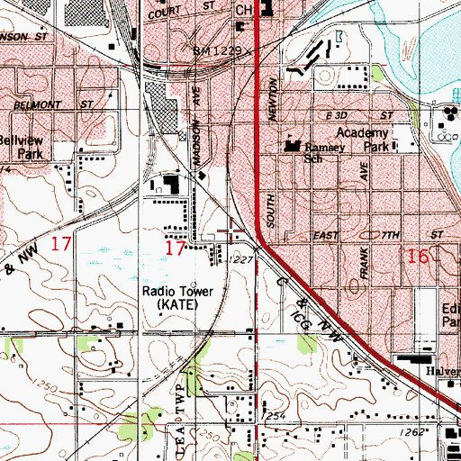 Topographic Map of Church of Christ, MN