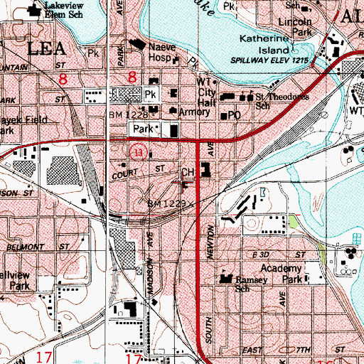 Topographic Map of Trinity Lutheran Church, MN