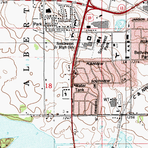 Topographic Map of United Methodist Church, MN