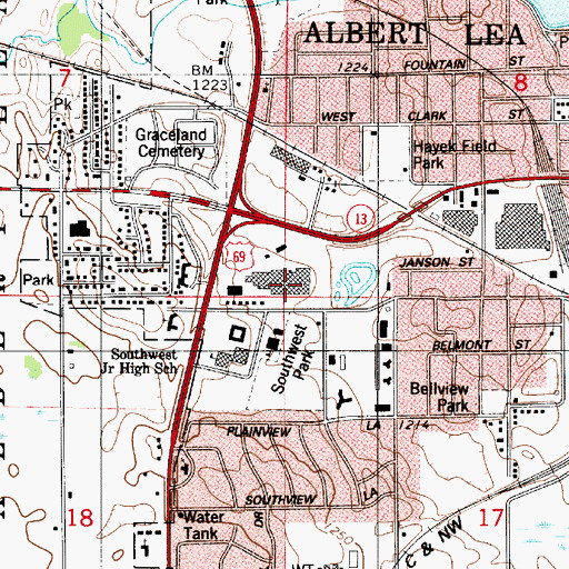 Topographic Map of Skyline Mall, MN