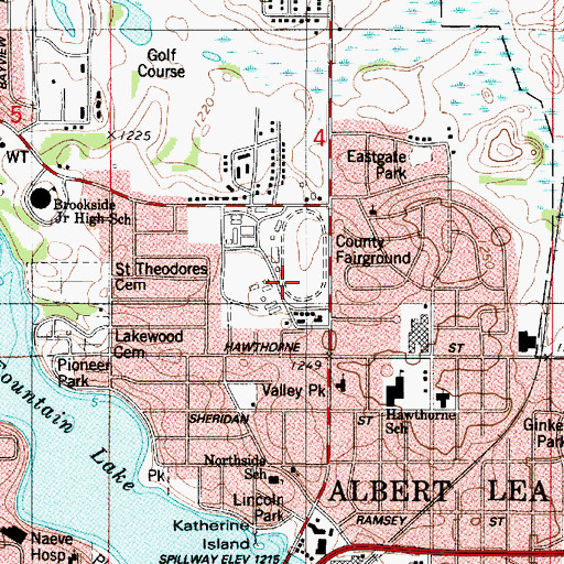 Topographic Map of Freeborn County Fairgrounds, MN