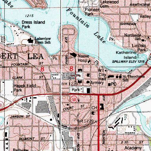 Topographic Map of Central Park, MN