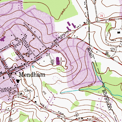 Topographic Map of West Morris Mendham High School, NJ