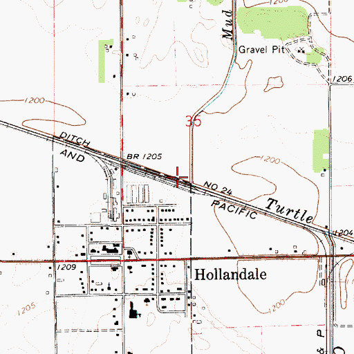 Topographic Map of Hollandale (historical), MN