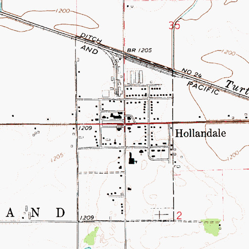 Topographic Map of Hollandale Heritage Huis, MN