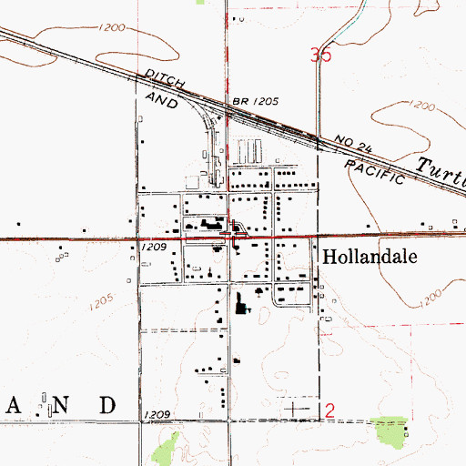 Topographic Map of Hollandale Reformed Church, MN