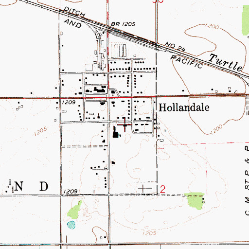 Topographic Map of Hollandale Christian Church, MN