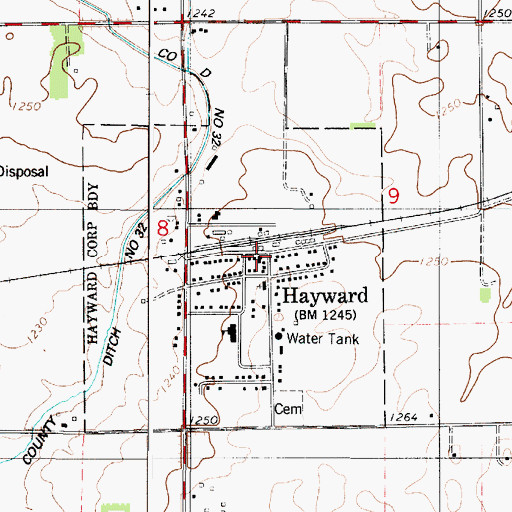 Topographic Map of Hayward, MN